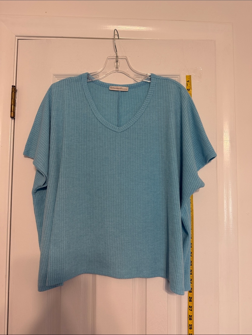Zenana Outfitters Light Aqua Ribbed V-Neck Tunic